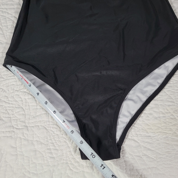 Women's Black Twist Leopard Print Top One Piece Swimsuit Bathingsuit - Picture 3 of 14